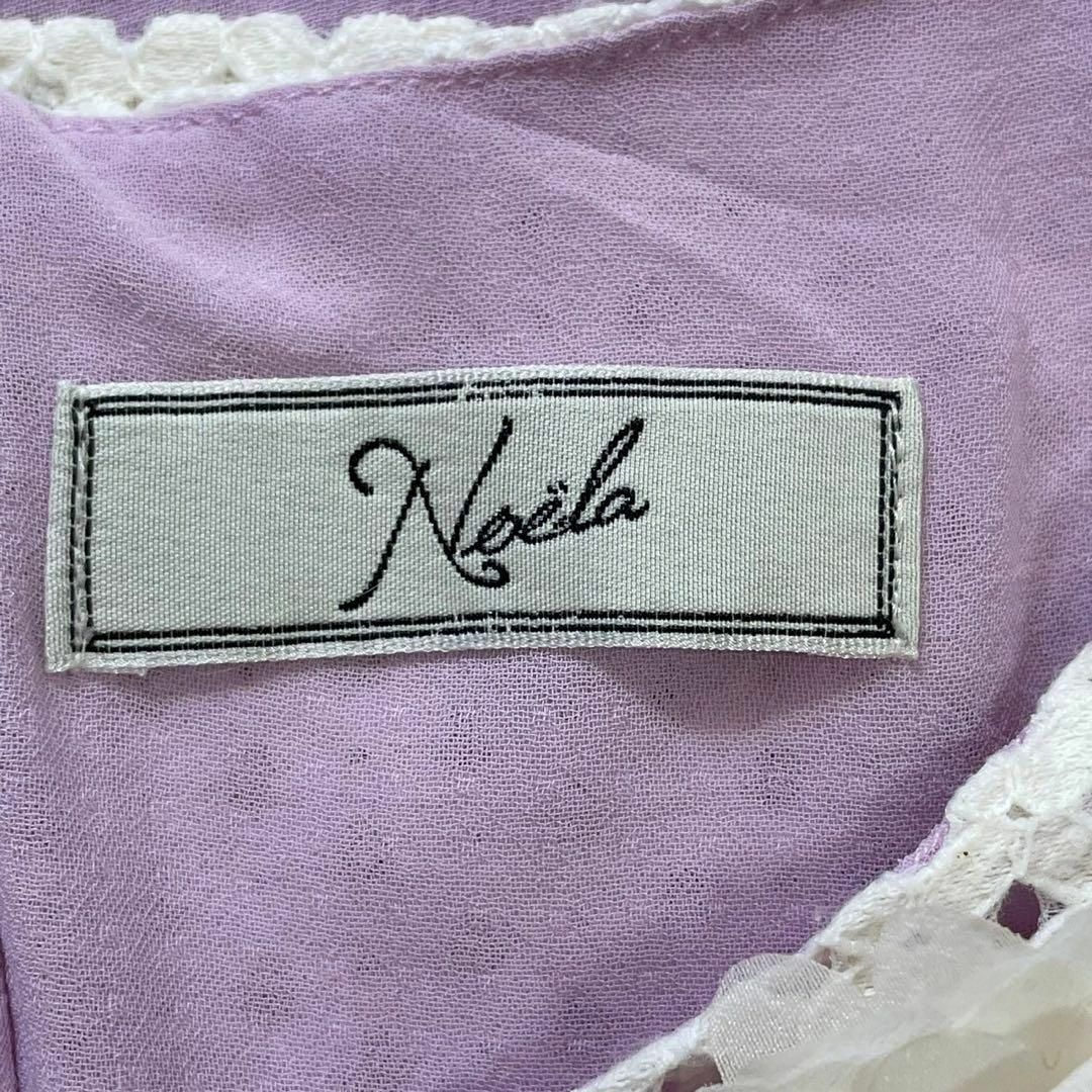 Noela(ノエラ)のNoela ノエラ (F) コットン 総柄 ビジュー レース フレア シャツ レディースのトップス(Tシャツ(半袖/袖なし))の商品写真