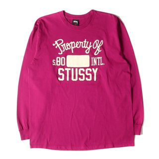 ステューシー(STUSSY)のSTUSSY ステューシー Tシャツ サイズ:L カレッジロゴ ロングスリーブ Tシャツ マゼンタ トップス カットソー 長袖 【メンズ】【中古】(Tシャツ/カットソー(七分/長袖))