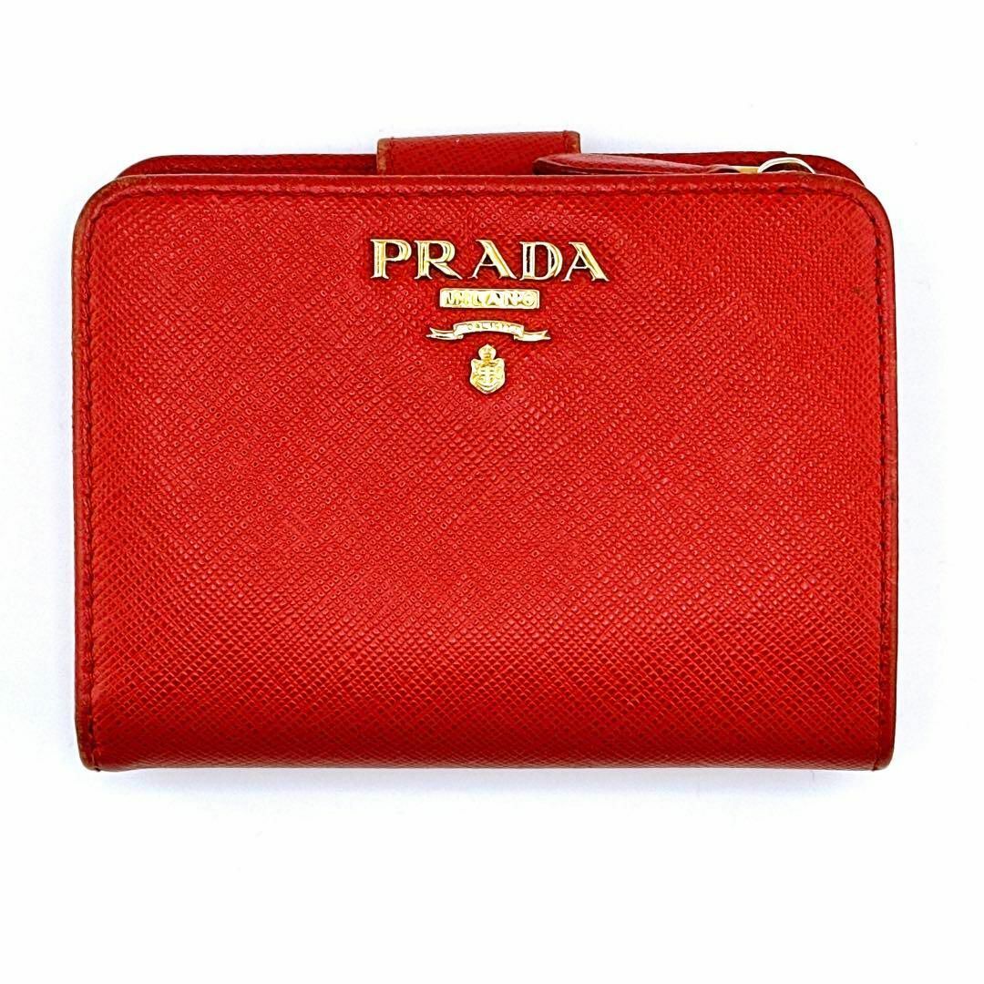 PRADA(プラダ)のプラダ 二つ折り財布 L字ファスナー財布 レッド サフィアーノ レディース レディースのファッション小物(財布)の商品写真