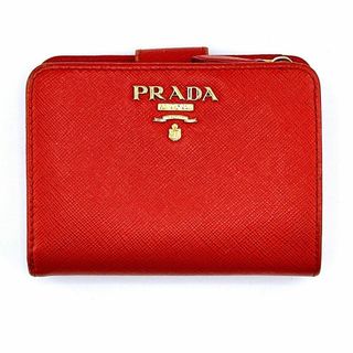 プラダ(PRADA)のプラダ 二つ折り財布 L字ファスナー財布 レッド サフィアーノ レディース(財布)