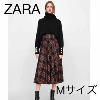 ザラ(ZARA)のザラ　ZARA タータンチェック スカート Aライン　Mサイズ(ひざ丈スカート)