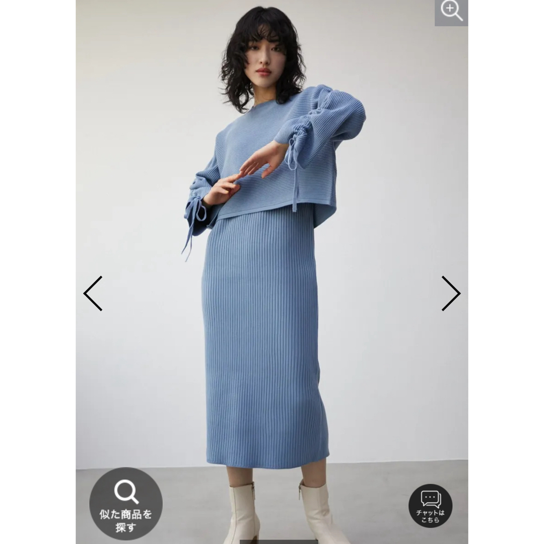 AZUL by moussy(アズールバイマウジー)のAZUL BY MOUSSY セットニットワンピース レディースのワンピース(ロングワンピース/マキシワンピース)の商品写真