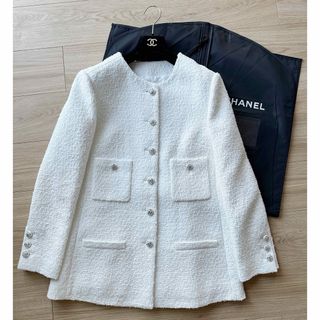 定価70万CHANEL2005 チュールレースジャケット黒40　カバーハンガー付