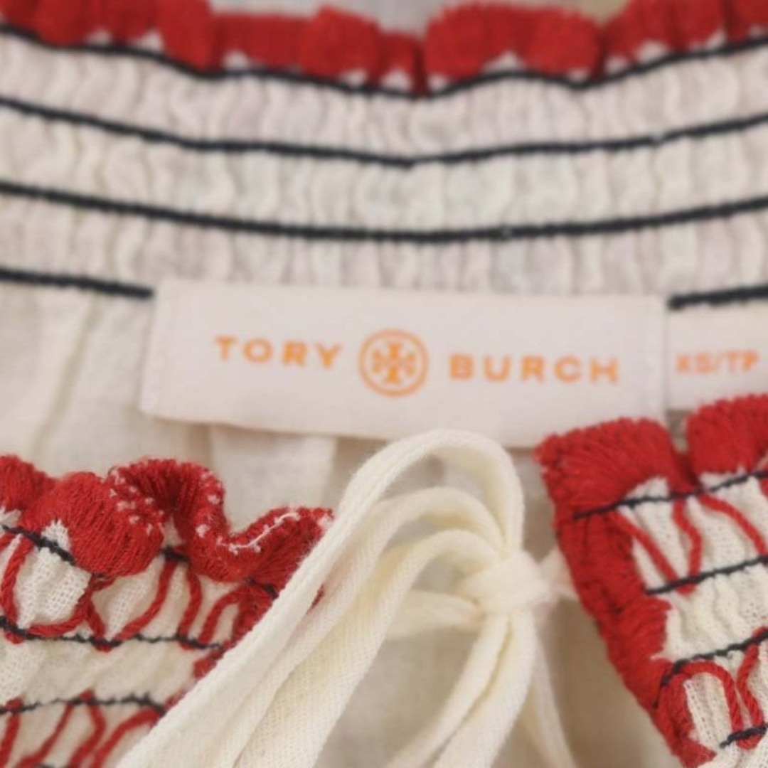 Tory Burch(トリーバーチ)のトリーバーチ 刺繍ブラウス 五分袖 プルオーバー XS/TP アイボリー レディースのトップス(その他)の商品写真