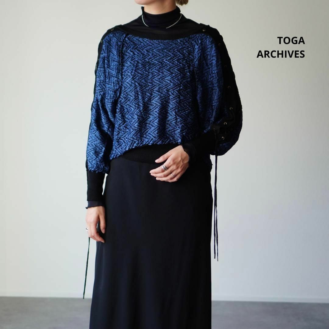 TOGA PULLA(トーガプルラ)の美品TOGA ARCHIVES変形トップス メッシュ レースアップ カットアウト レディースのトップス(シャツ/ブラウス(長袖/七分))の商品写真