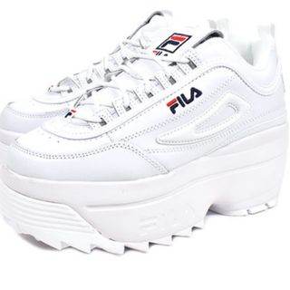 フィラ(FILA)のFILA 白　厚底スニーカー25.0cm(スニーカー)