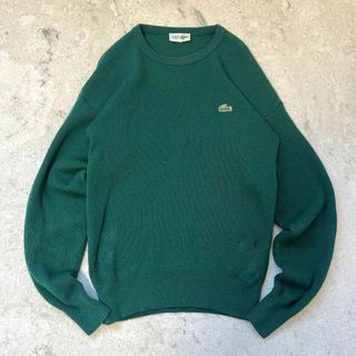 ラコステ(LACOSTE)の【オールドラコステ】ウール100% 文字ワニ 柔らか リブ ニット セーター 緑(ニット/セーター)