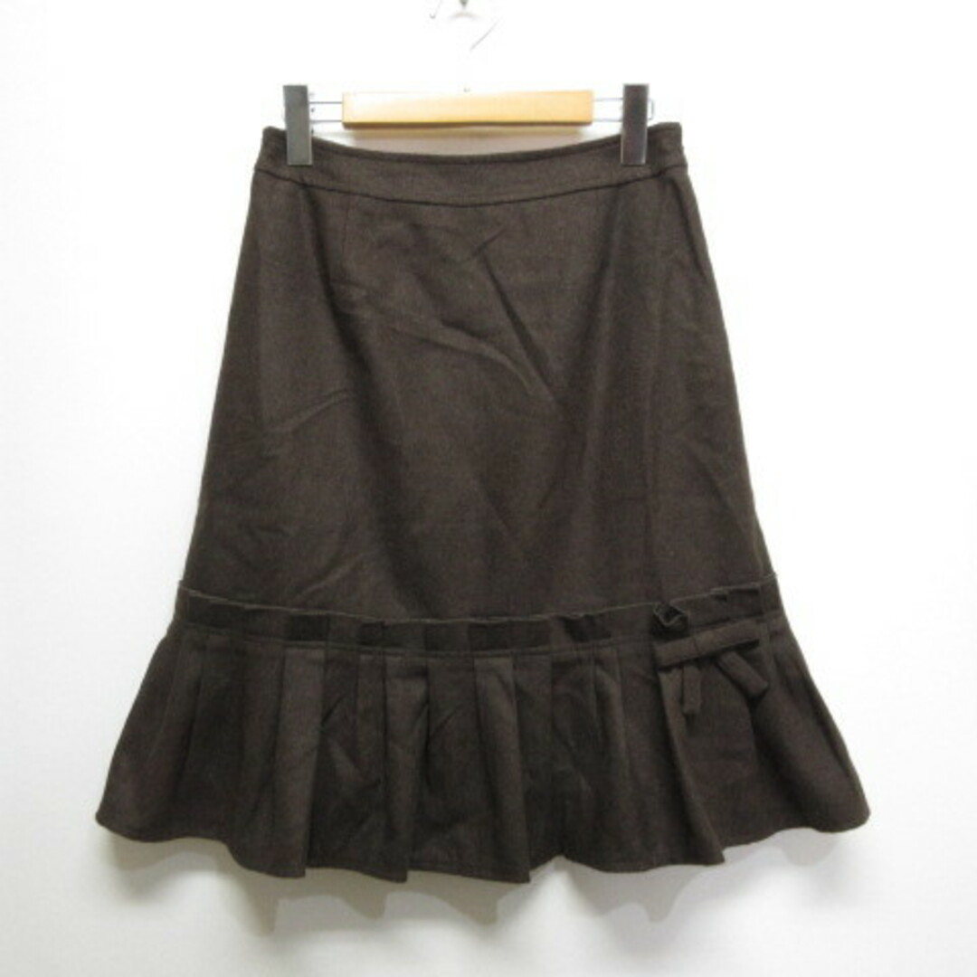 GALLERY VISCONTI(ギャラリービスコンティ)のギャラリービスコンティ ウール混 フレア スカート 2 茶 ブラウン 裏地付き レディースのスカート(ひざ丈スカート)の商品写真
