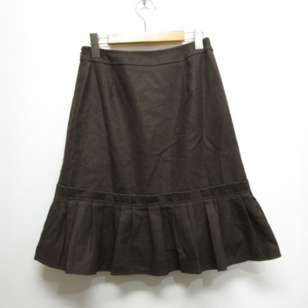 GALLERY VISCONTI(ギャラリービスコンティ)のギャラリービスコンティ ウール混 フレア スカート 2 茶 ブラウン 裏地付き レディースのスカート(ひざ丈スカート)の商品写真