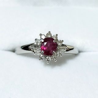 ジュエリーマキ ダイヤモンド×ルビー リング Pt850 0.47ct 3.5g