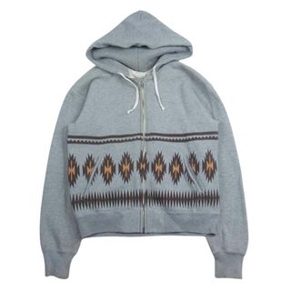 フラットヘッド(THE FLAT HEAD)のTHE FLAT HEAD ザフラットヘッド Hooded Sweatshirt ネイティブ柄 長袖 フルジップ スウェット パーカー グレー系 M【中古】(シャツ)