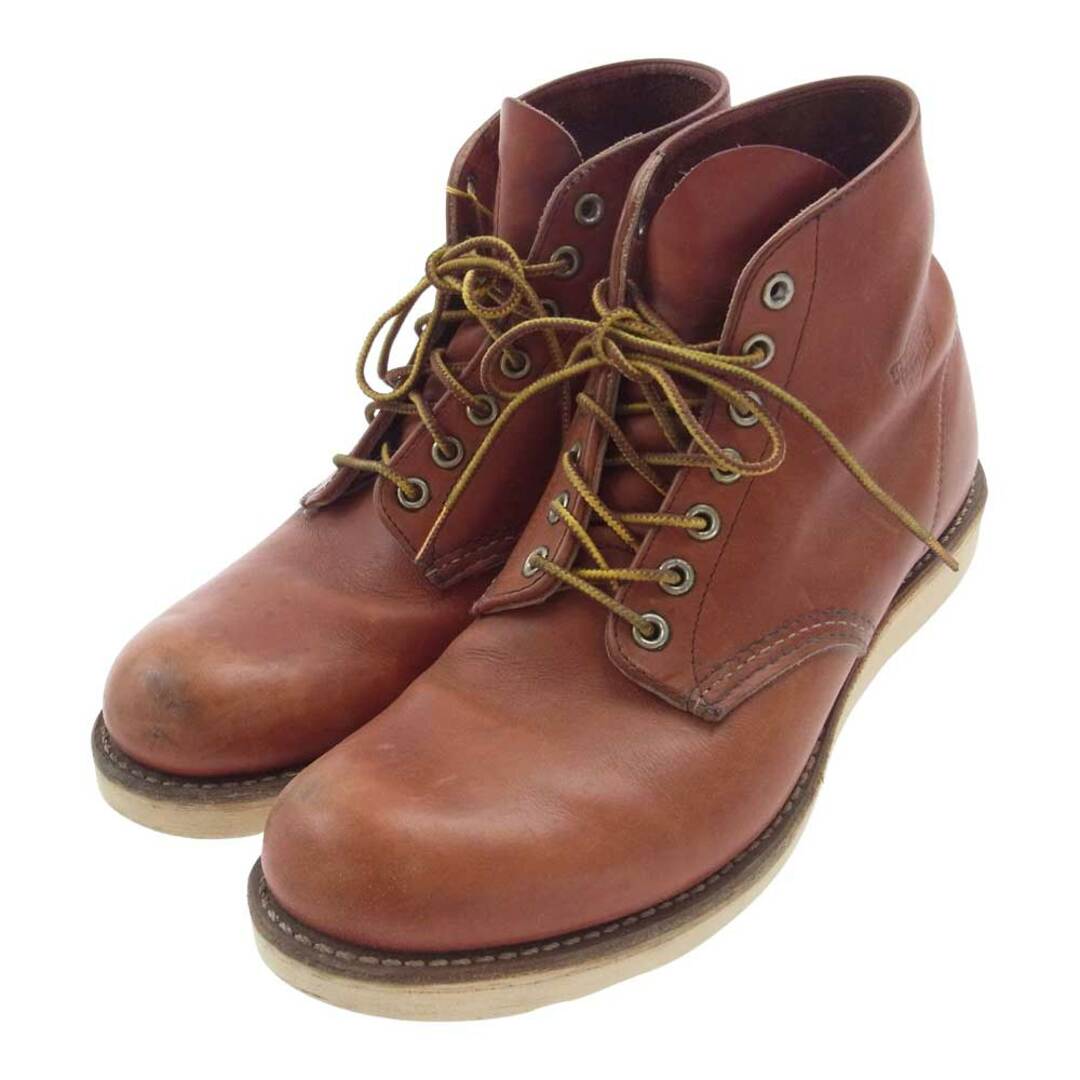 RED WING レッドウィング ブーツ 8166 刺繍羽タグ Classic Plain Toe 6インチ クラシック プレーントゥ ワークブーツ ブラウン系 27cm約31cm高さ