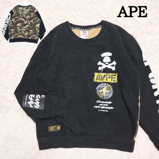 AAPE BY A BATHING APE - 大人気　アベイシングエイプ　AAPE　トレーナー　迷彩　カモフラ　スリーブロゴ