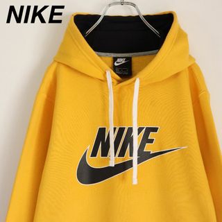 ナイキ(NIKE)の【希少カラー】ナイキ／パーカー　デカロゴ　裏起毛　マスタードイエロー　M　古着(パーカー)