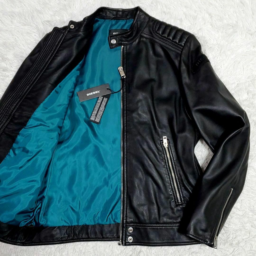 【美品】DIESEL  ライダース　革ジャン 羊革 ディーゼル　レザー　黒着画ですが少しお時間をください