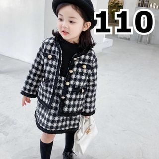 女の子 フォーマルスーツ110千鳥格子 セットアップ 上下 韓国 子供服 高品質(ドレス/フォーマル)