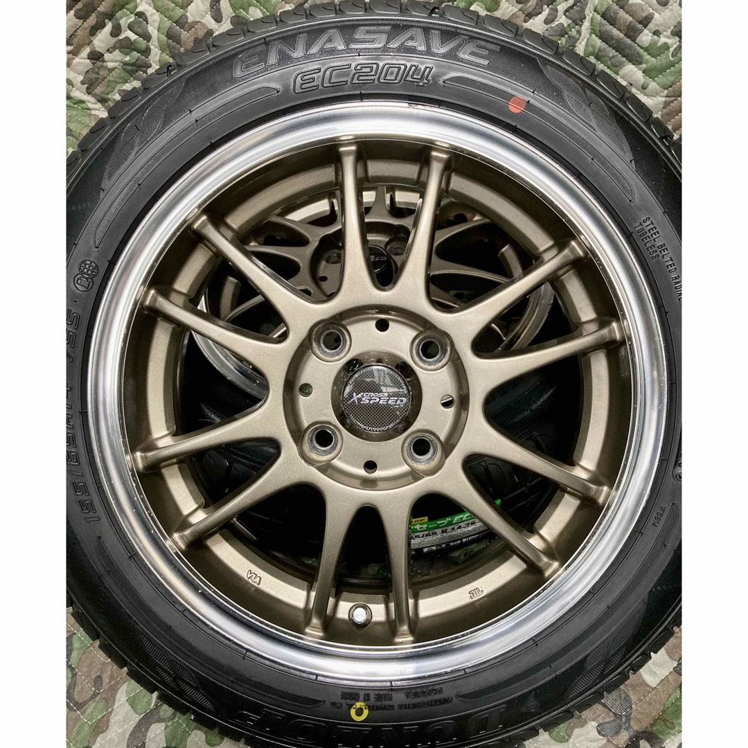 DUNLOP(ダンロップ)の⑯155/65R14 新品ダンロップタイヤ4本と中古ホイールとナット付き 自動車/バイクの自動車(タイヤ・ホイールセット)の商品写真