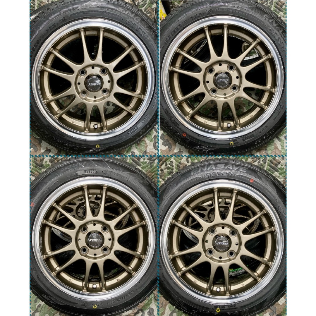 DUNLOP(ダンロップ)の⑯155/65R14 新品ダンロップタイヤ4本と中古ホイールとナット付き 自動車/バイクの自動車(タイヤ・ホイールセット)の商品写真