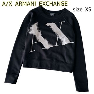 アルマーニエクスチェンジ(ARMANI EXCHANGE)の【美品】アルマーニエクスチェンジ ビッグロゴトレーナー スウェット 黒 XS(トレーナー/スウェット)