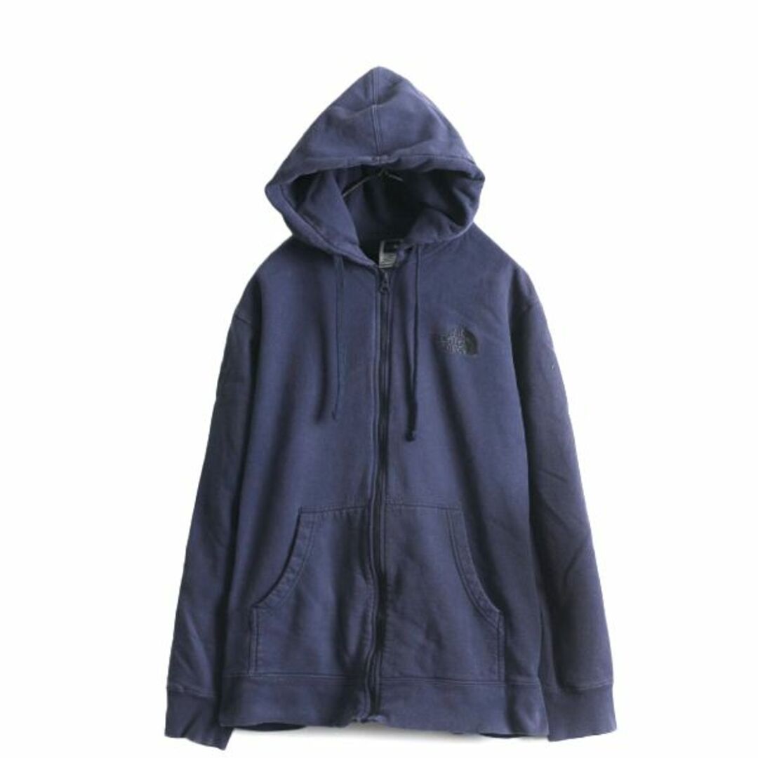 THE NORTH FACE(ザノースフェイス)のノースフェイス フルジップ スウェット フード パーカー メンズ L / 古着 The North Face アウトドア トレーナー 裏起毛 ジップアップ 紺 メンズのトップス(パーカー)の商品写真