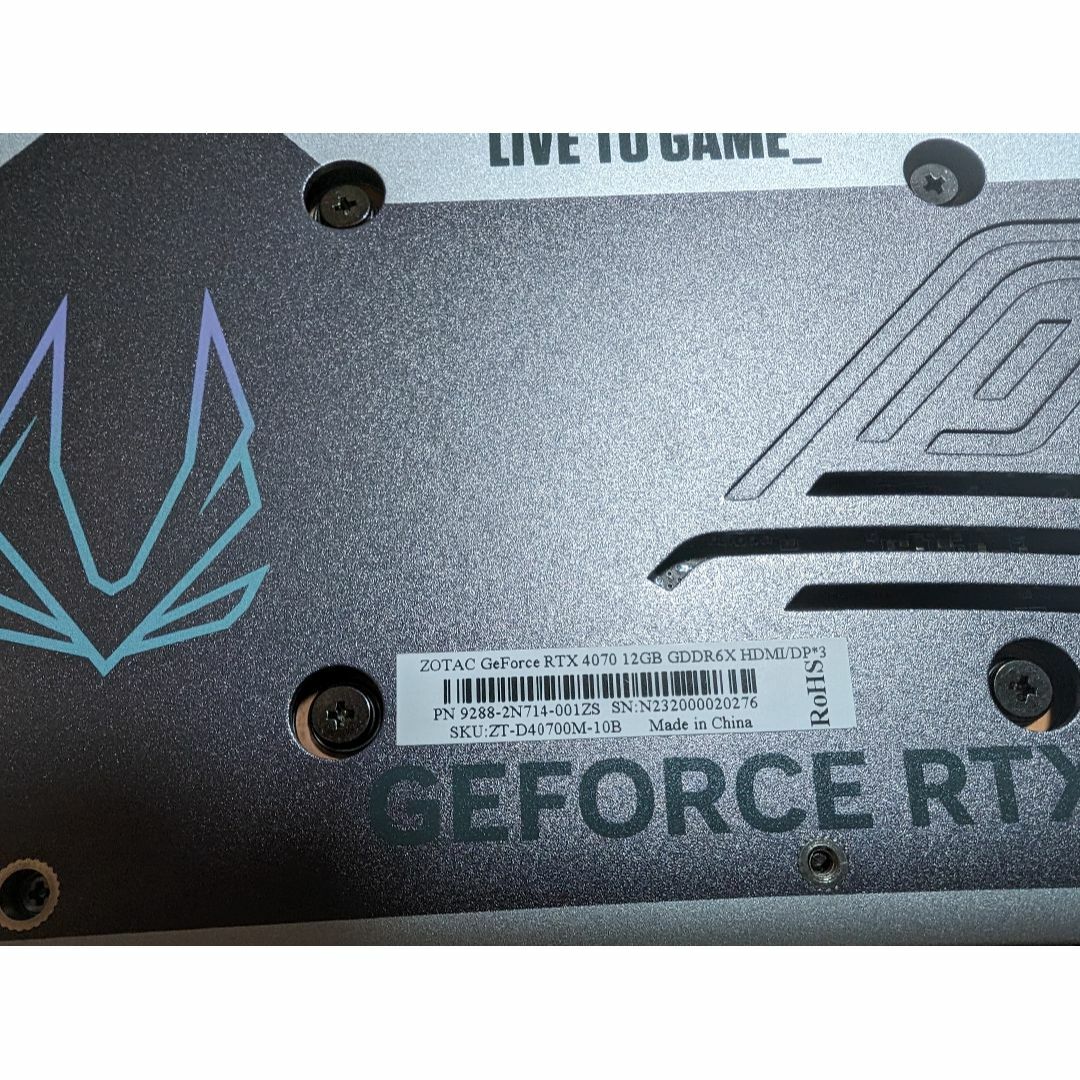 RTX 4070 Geforce【 12GB 】ZOTAC スマホ/家電/カメラのPC/タブレット(PCパーツ)の商品写真