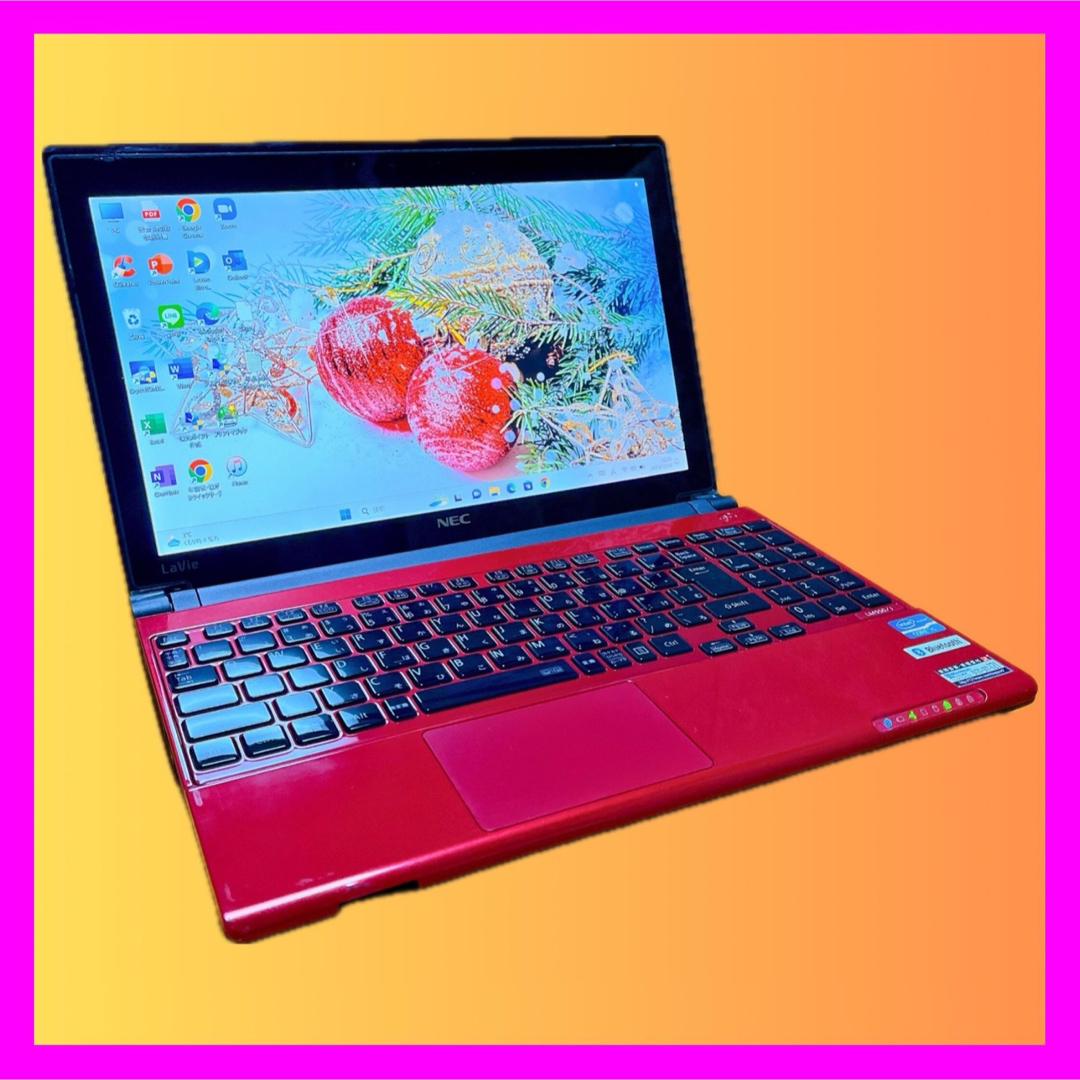 NEC(エヌイーシー)の大人気✨ノートパソコン Windows11✨オフィス付き✨NEC✨SSD✨レッド スマホ/家電/カメラのPC/タブレット(ノートPC)の商品写真