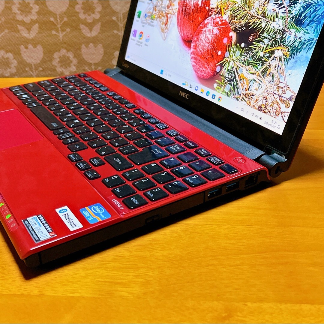 NEC(エヌイーシー)の大人気✨ノートパソコン Windows11✨オフィス付き✨NEC✨SSD✨レッド スマホ/家電/カメラのPC/タブレット(ノートPC)の商品写真