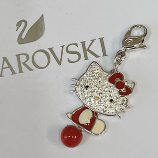 スワロフスキー(SWAROVSKI)のSWAROVSKI キティー チャーム ストラップ 激可愛い 新品保管品 箱付き(キーホルダー)