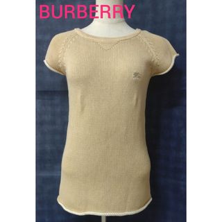 バーバリーブルーレーベル(BURBERRY BLUE LABEL)の☺セール☺ バーバリー 半袖ローゲージニット ベージュ(ニット/セーター)