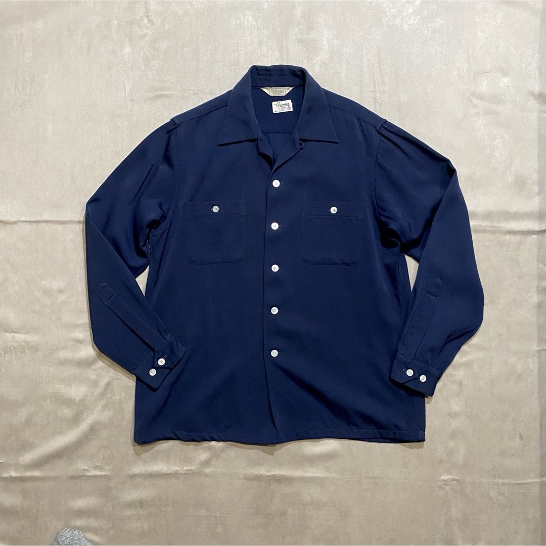 カラーネイビーNavy50s Vintage Gabardine Shirts ギャバジン　ネイビー