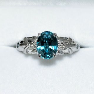 名執左結里 ダイヤモンド×ブルージルコン リング K18WG 2.317ct(リング(指輪))