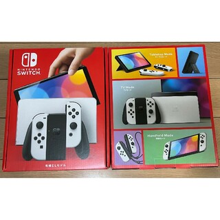 ニンテンドースイッチ(Nintendo Switch)のSwitch 本体 有機EL ホワイト スイッチ  店舗印なし 2台(携帯用ゲーム機本体)