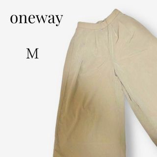 ワンウェイ(one*way)の【下半身シルエットカバー◎】oneway フレアワイドパンツ　M　ブラウン(カジュアルパンツ)