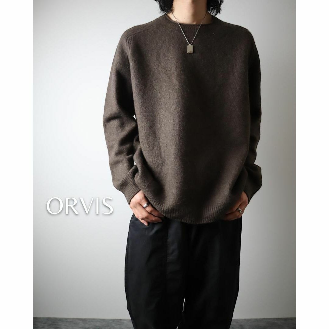 ART VINTAGE(アートヴィンテージ)の【ORVIS】メリノウール シャギー ラグラン ルーズ ニット セーター 茶 メンズのトップス(ニット/セーター)の商品写真