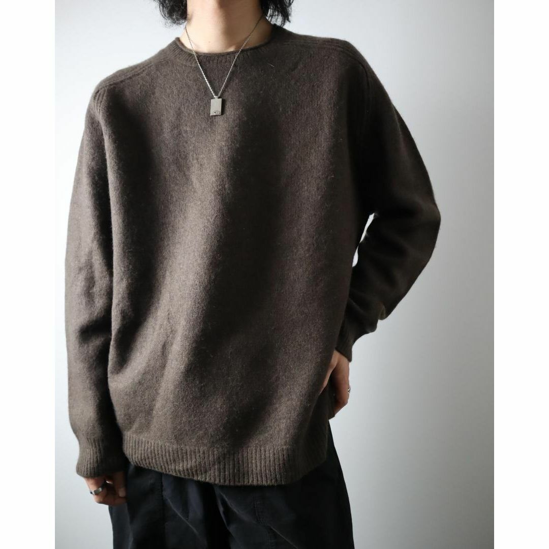 ART VINTAGE(アートヴィンテージ)の【ORVIS】メリノウール シャギー ラグラン ルーズ ニット セーター 茶 メンズのトップス(ニット/セーター)の商品写真