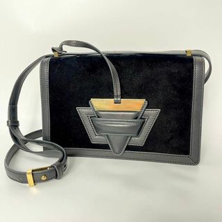 ロエベ(LOEWE)の【美品】ロエベ　バルセロナ　スエード×レザー　ブラック　ショルダーバッグ(ショルダーバッグ)