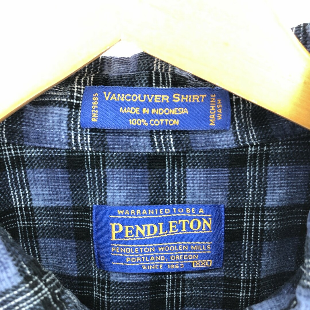 PENDLETON(ペンドルトン)の古着 ペンドルトン PENDLETON チェック柄 長袖 ボタンダウン コーデュロイシャツ メンズXXL /eaa414990 メンズのトップス(シャツ)の商品写真