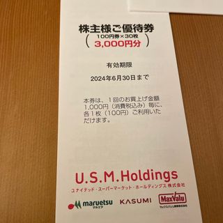 USMH 株主優待券　3000円分(ショッピング)