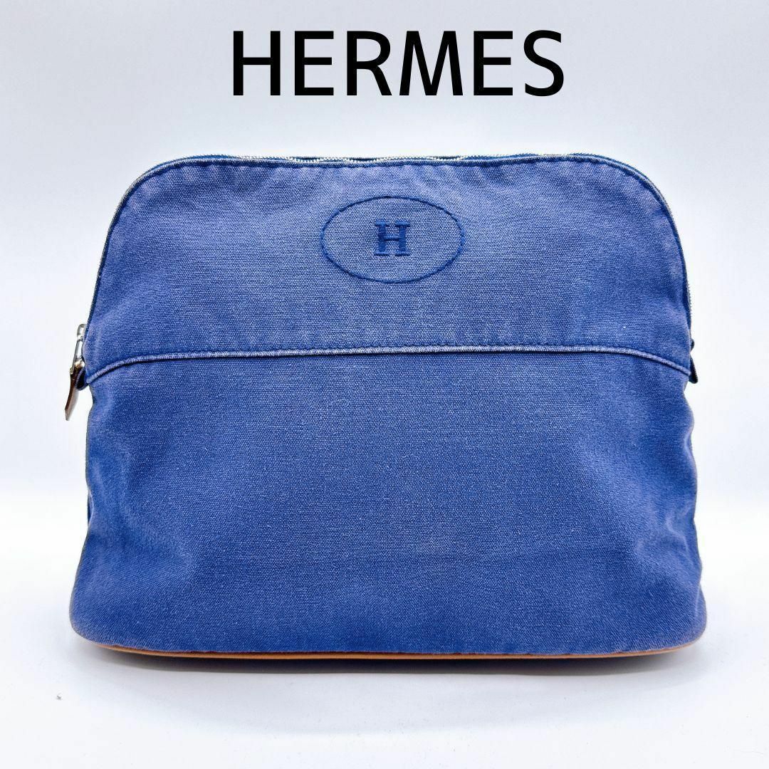 Hermes - エルメス キャンバス ボリード31 ポーチ ネイビー ブルーの