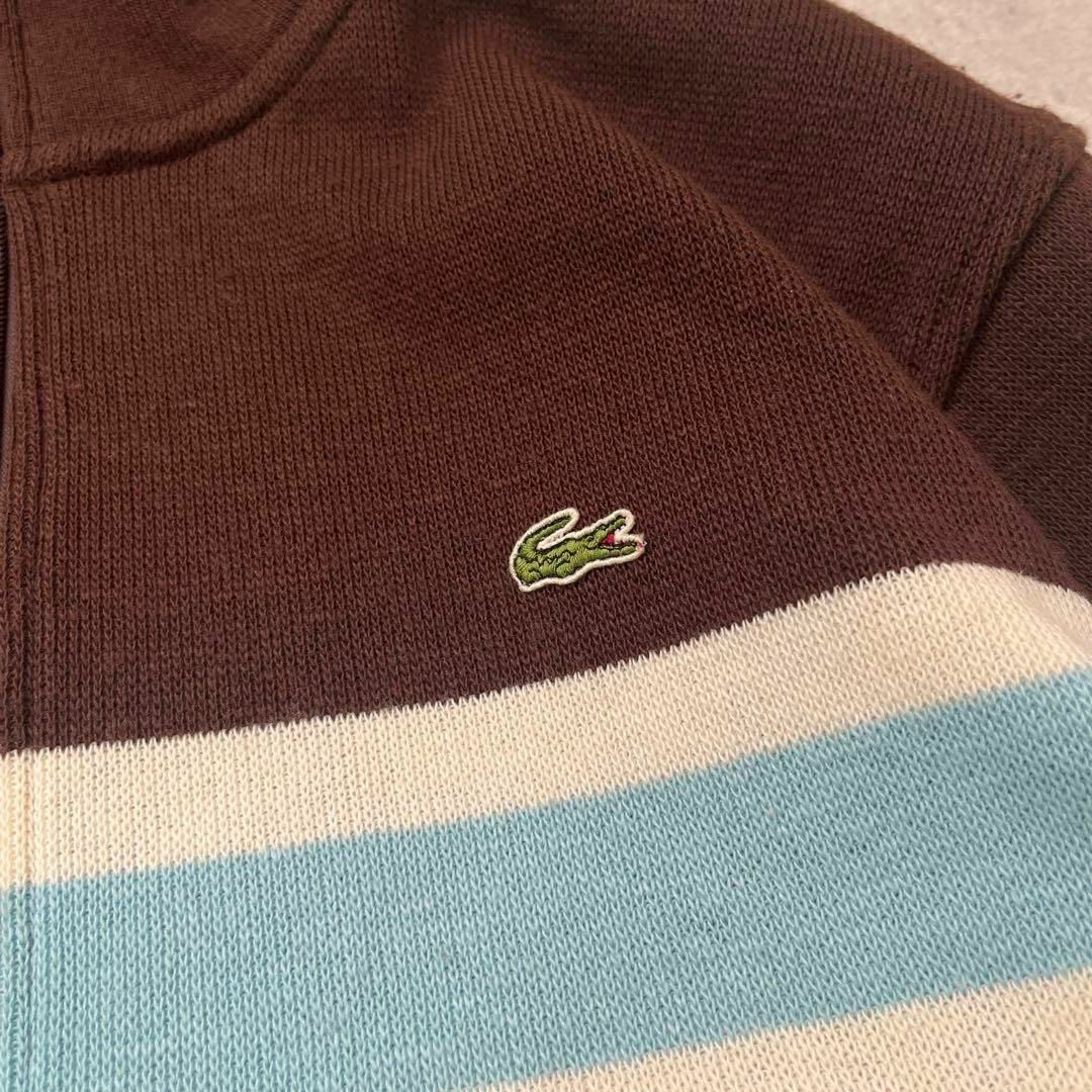 LACOSTE(ラコステ)の【ラコステ】サイズ4→L 日本製 ウール ニット トラックジャケット 茶ブラウン メンズのトップス(ジャージ)の商品写真