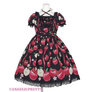 アンジェリックプリティー(Angelic Pretty)のGirly Applesワンピース&カチューシャ黒(ひざ丈ワンピース)