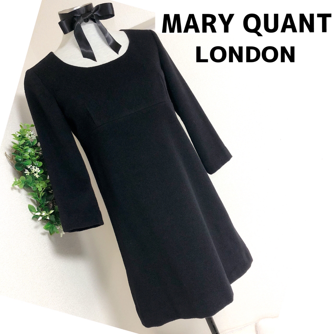 MARY QUANT(マリークワント)のMARYQUANTマリークワントロンドン黒ブラックワンピースM レディースのワンピース(ミニワンピース)の商品写真