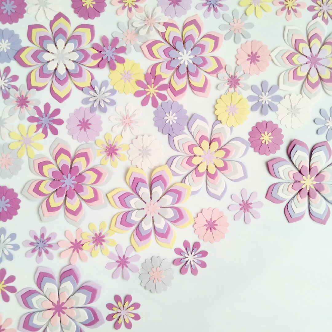 花　クラフトパンチ　アルバム　壁面　スクラップブッキング　装飾　寄書き ハンドメイドの素材/材料(各種パーツ)の商品写真