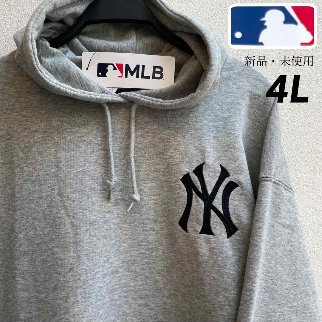 MLB(メジャーリーグベースボール)の残1【4L】MLB公式 ヤンキース　綿混ポケット付きスウェットパーカー●大谷翔平 レディースのトップス(パーカー)の商品写真