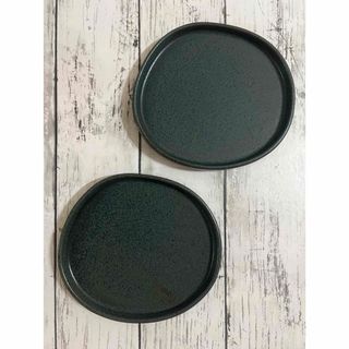 黒オーバル 平皿16cm 2枚 美濃焼 和洋食器 オシャレ カフェ風 陶器(食器)