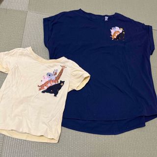 グラニフ(Graniph)のグラニフ　動物　チューチュートレイン　Tシャツ　親子　セット　100 M〜L(Tシャツ/カットソー)