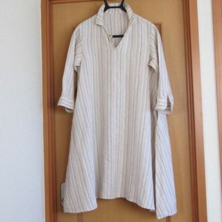 ベルメゾン(ベルメゾン)のロングシャツ　ロングチュニック　ストライプ　麻　千趣会　ベルメゾン　Sサイズ(シャツ/ブラウス(長袖/七分))