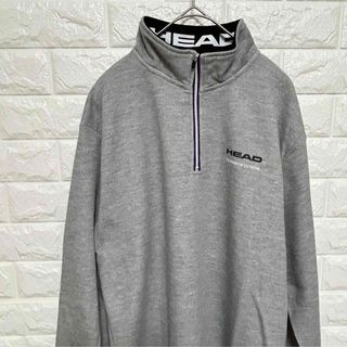 ヘッド(HEAD)の美品【HEAD】ハーフジップスウェット グレー Ｍ ビッグロゴ(スウェット)