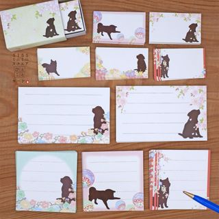 茶色子犬とお花が可愛い＊3種類のサイズが便利なメッセージカード＊ No.50(カード/レター/ラッピング)