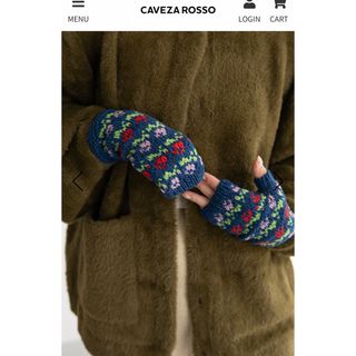 カベサロッソ CAVEZAROSSO ハンドニットフラワーグローブ